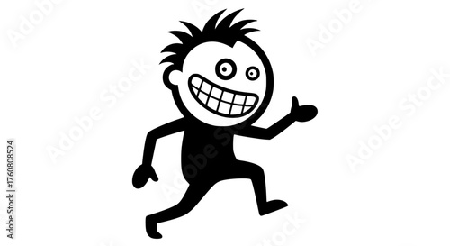 Happy Person Running with a Big Smile
