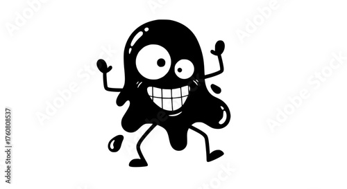 Silly Black Blob Character Dancing Joyfully