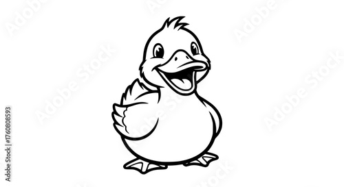 Adorable Baby Duckling Line Art Illustration