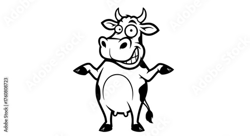 Funny Cartoon Cow Standing With Open Arms And Smiling