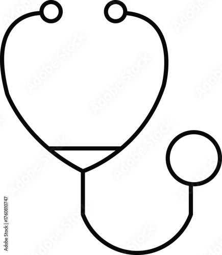 Simple outline drawing of a stethoscope medical instrument for listening to internal body sounds.