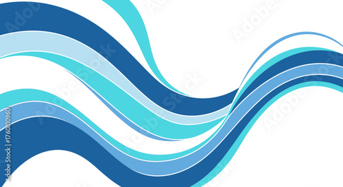 Abstract Blue Wavy Lines on White Background Modern Design.