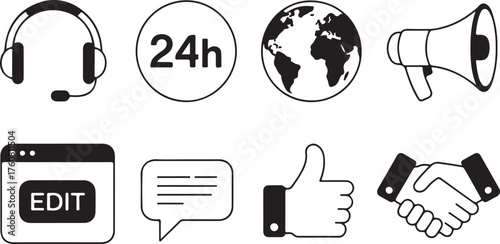 Business icons for communication and service support