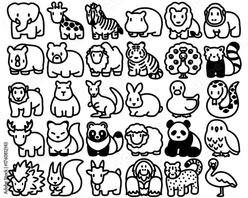 30個の動物のアイコンセット1