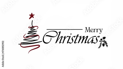 Merry Christmas card. Hand drawn brush style modern calligraphy.