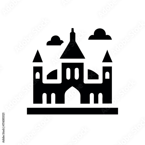 Dark gothic mansion with elegant pointed architectural style Line Art Vector illustration