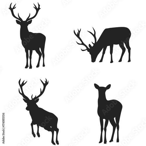 set of deer silhouettes