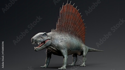 Fotografie Dimetrodon of background. 3d model rendering