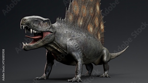 Canvastavla Dimetrodon of background. 3d model rendering