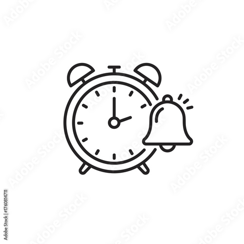 Alarm Clock Ringing With Bell Icon.