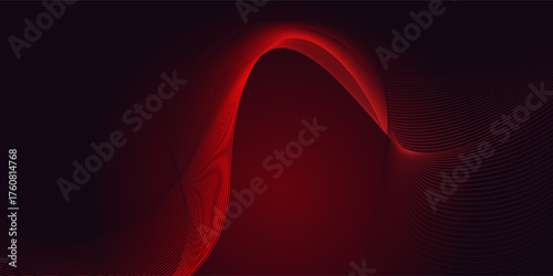 Dot red purple wave line light gradient dark background. Abstract  technology big data digital background. 3d rendering.