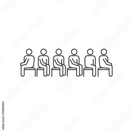 Six people sitting in a row waiting patiently for something important.