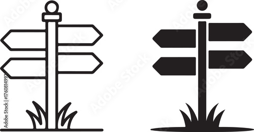 Signpost with arrows indicating directions