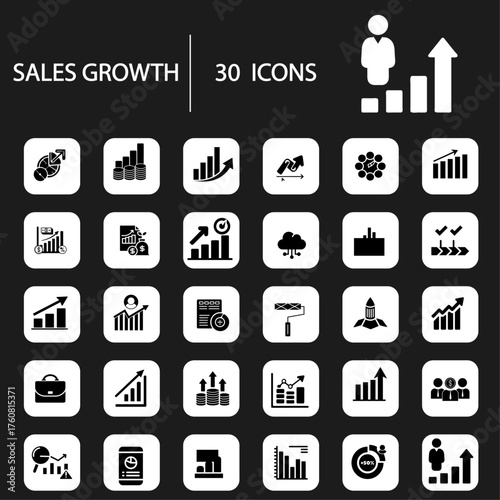 Sale growth line editable icon set. Vector illustration in modern thin line style of icons related to marketing, profit, revenue, strategy and more.