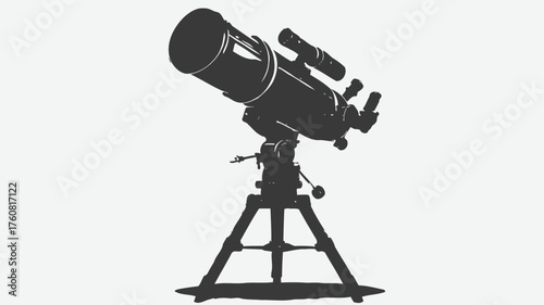 Astronomical telescope silhouette vector illustration. Scientific equipment for stargazing, space exploration, and cosmic observation.