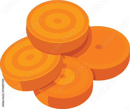 Sliced Carrot Pieces Food Ingredient Illustration
