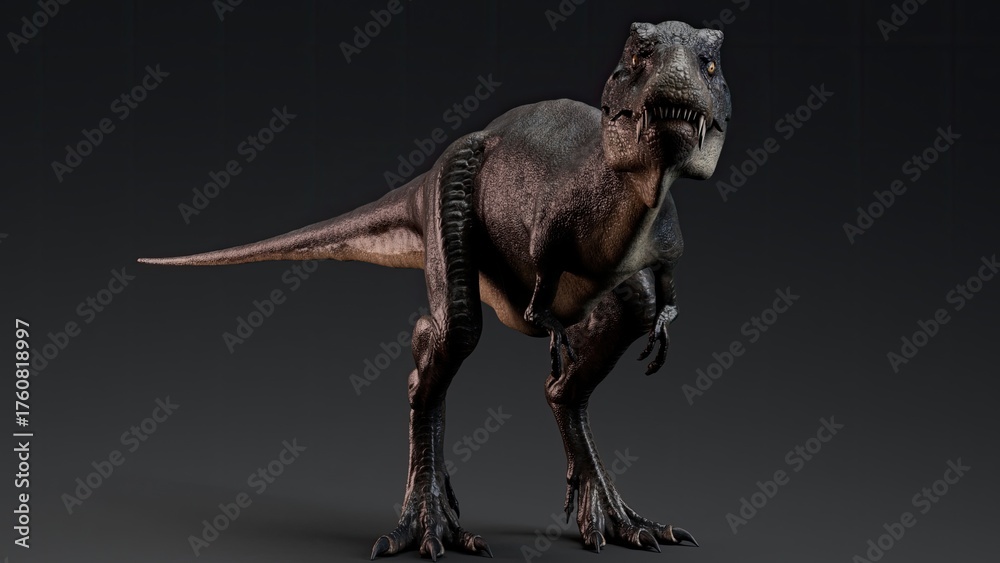 Obraz premium Juvenile Tyrannosaurus Rex of background. 3d model rendering