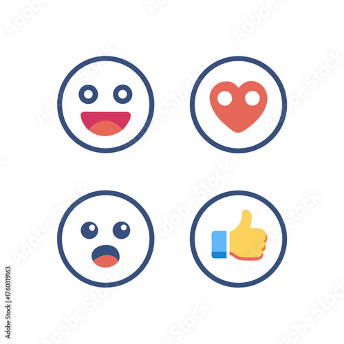 vector illustration of a set of smiley faces