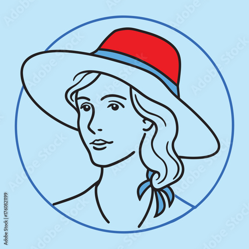 Elegant line art portrait of a woman with a sophisticated aura rendered in a classic artistic style