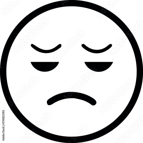 Frustrated emoji with eyes shut and upset expression Line Art Vector illustration