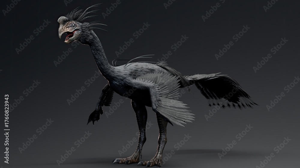 Fototapeta premium Gigantoraptor of background. 3d model rendering