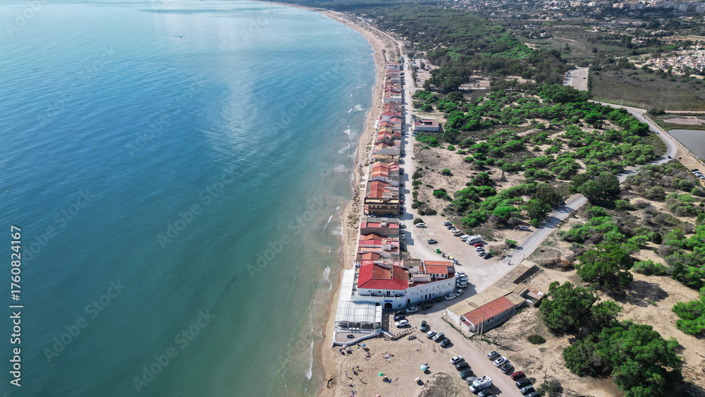 Fototapeta premium Playa del Pinet en Santa Pola de Alicante , vista aerea