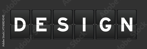 Black color analog flip board with word design on gray background
