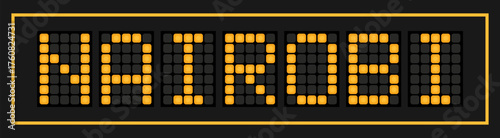 Orange color led banner in word nairobi on black background