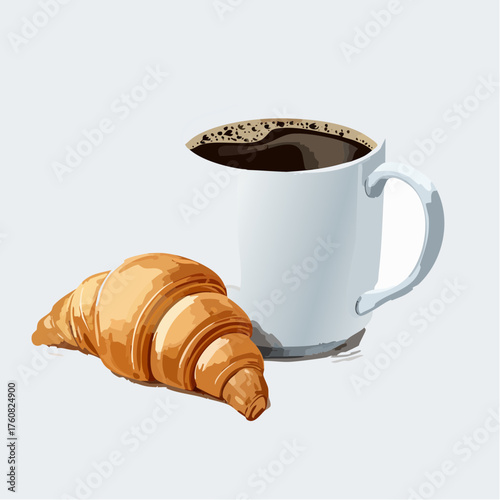 Elegante Kaffeetasse mit Croissant
