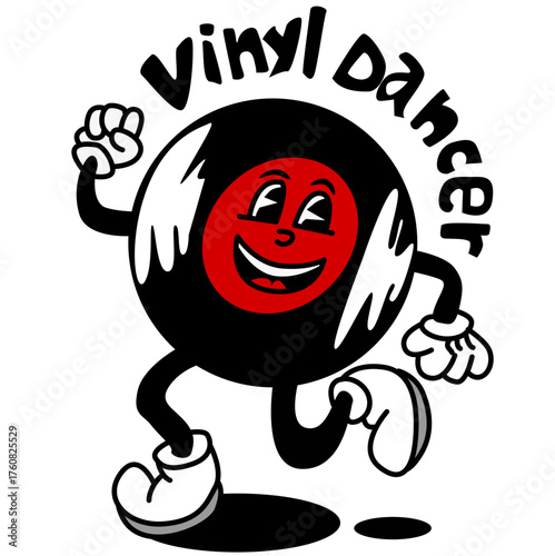 Funny vinyl dancing to the music
