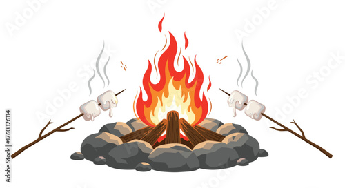 Roasting marshmallows over a cozy campfire on a cool evening.