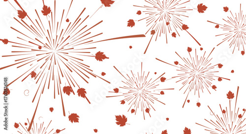 Abstract explosion of fireworks in a beautiful pattern.