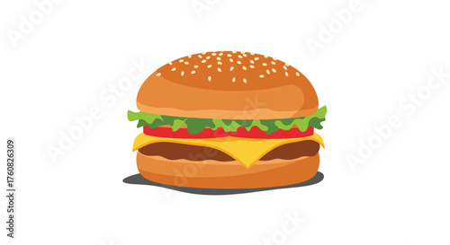 A delicious and juicy cheeseburger with fresh lettuce and tomato.