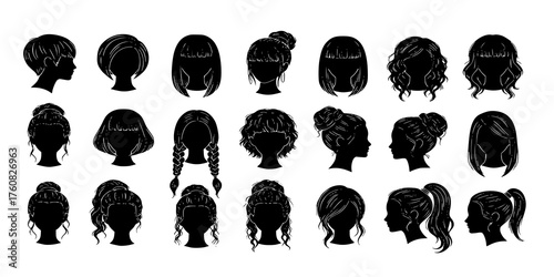 Vector Set: Woman's Hairstyle SIlhouettes
