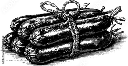 Engraved vegetables in a vintage style. Line drawing set of fresh produce, represented in a black and white vector illustration.