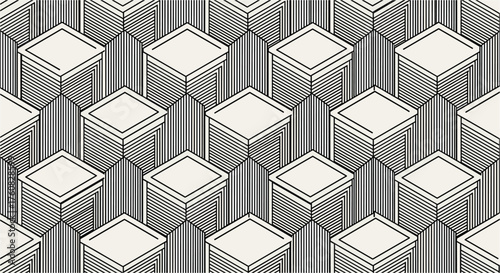 Isometric seamless pattern with cubes, creating a modern and visually appealing design, perfect for backgrounds, textiles, and contemporary graphic projects