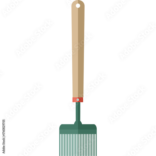 Barber Brush Tool With Wooden Handle And Green Bristles Isolated On White Background For Hair Styling And Grooming Services