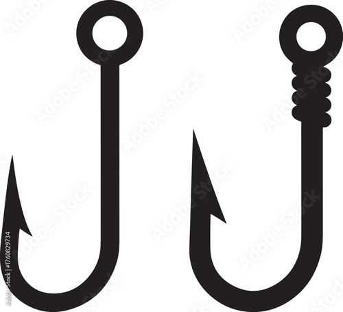 Two fishing hooks silhouette