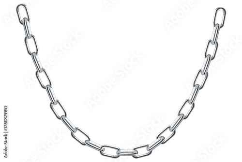 Stunning Silver Chain Isolated On White Background, Antique Jewelry Vector Illustration.	