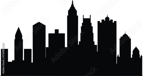 Charlotte skyline horizontal banner. Black and white silhouette of Charlotte, North Carolina Vector. Charlotte North Carolina Skyline Vector Silhouette Illustration