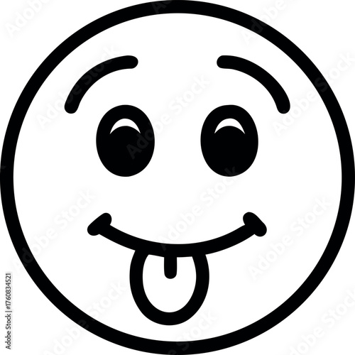 Silly expression with tongue out sideways Line Art Vector illustration