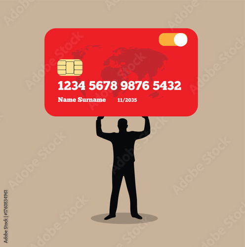 Silhouette of Business Man Holding a Credit Card. Monetary issues and currency payment vector art