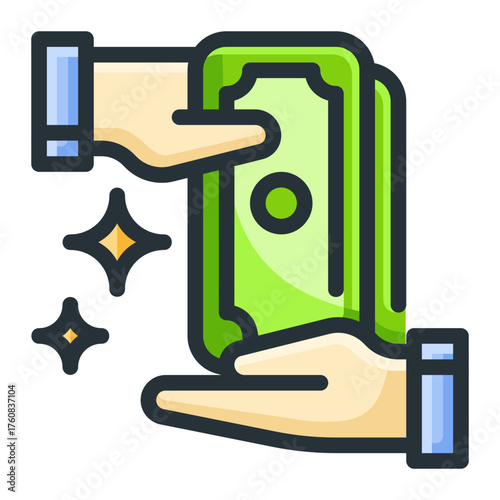Cash Payment Icon Colored Outline Style