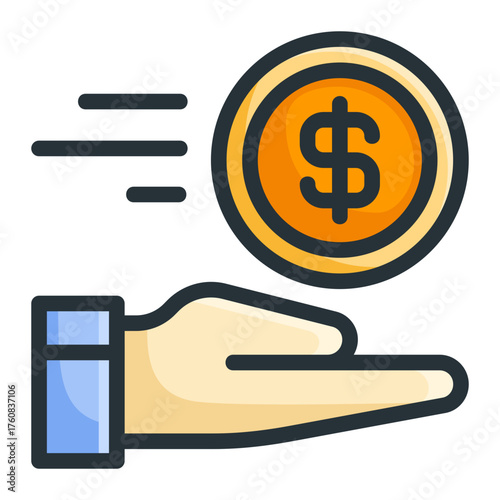 Money Transfer Icon Colored Outline Style