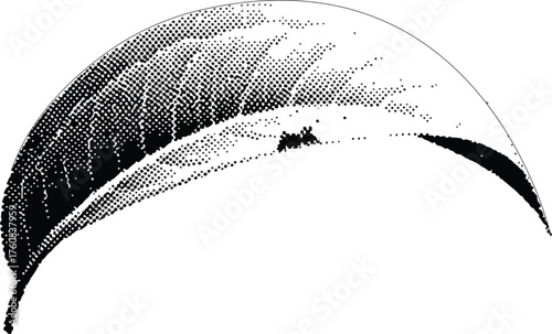 Dramatic Black and White Paraglider Silhouette in Midair Flight — Adventure Sport and Minimalist Aerial Art Illustration