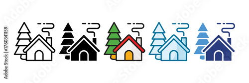 Cottage Icon Set Multiple Style Collection