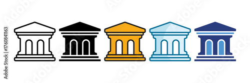 Courthouse Icon Set Multiple Style Collection