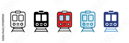 Subway Station Icon Set Multiple Style Collection