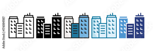 City Skyline Icon Set Multiple Style Collection