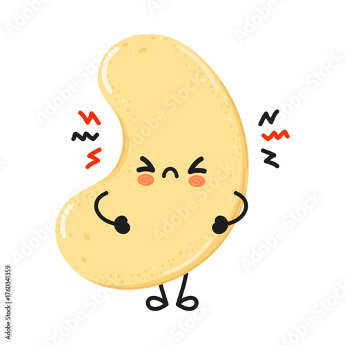 Cute angry bean character feeling frustration and stress